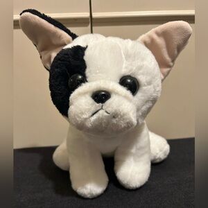 Ty Marcel French Bull Dog 6" VelveTy black/white -pink ears stuffed animal
